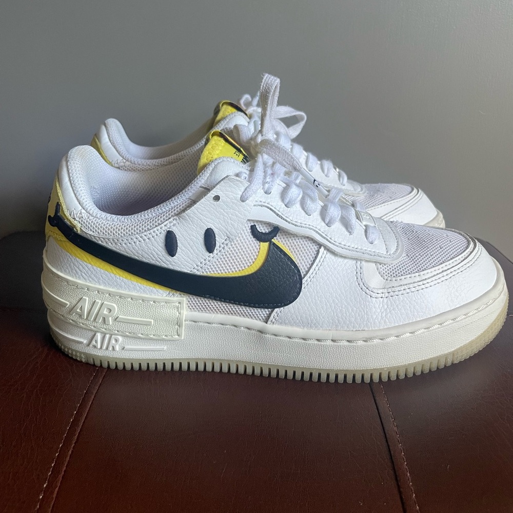 Nike Air Force 1 White with Black and Yellow Accents